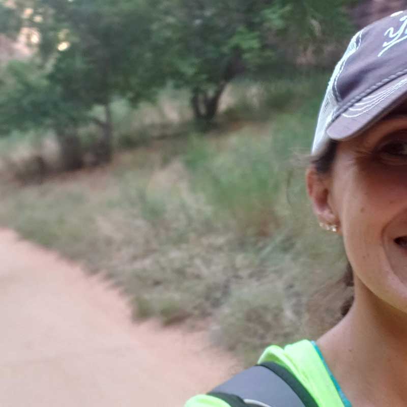 Stephanie Jordin out of frame, running outside